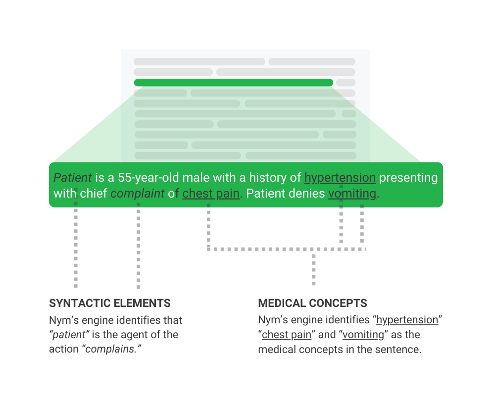 Diagram showing the Semantic Representation stage of Nym's CLU technology